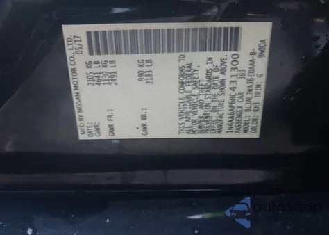 2017 Nissan Maxima 3.5 Sv from USA, damaged, VIN 1N4AA6AP6HC431300